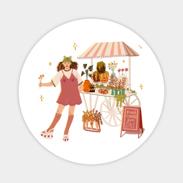 Flower Cart Magnet by Hanny Draws